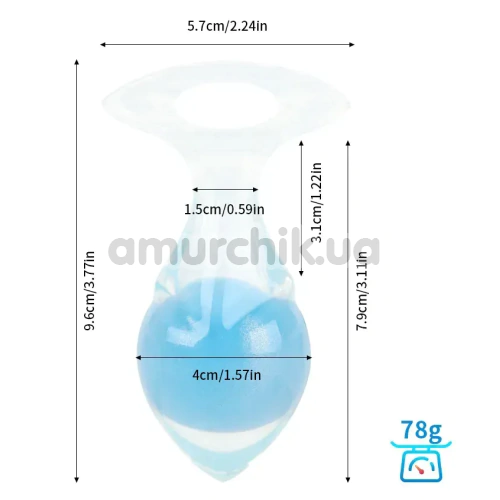 Анальная пробка Univibe Glow-In-Dark Smooth S, голубая