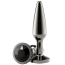 Анальная пробка с черным кристаллом Rear Assets Metal Plug M Tapered, черная - Фото №1