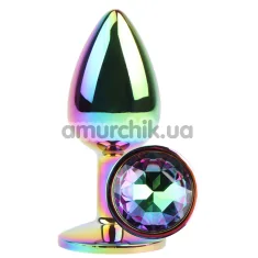 Анальна пробка з мультикольоровим кристалом Jewelled Metel Butt Plug, мультикольорова - Фото №1