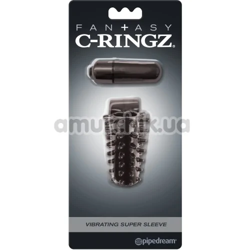 Насадка на пенис с вибрацией Fantasy C-Ringz Vibrating Super Sleeve, черная