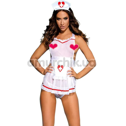 Костюм медсестры Sunspice 088, белый: платье + трусики-стринги + головной убор - Фото №1