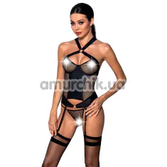 Комплект Passion Free Your Senses Amanda Set, черный: корсет + трусики-стринги - Фото №1