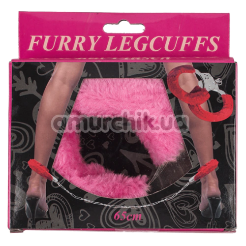 Фиксаторы для ног Furry Leg Cuffs 65 cm, розовые