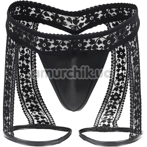 Труси з гартерами чоловічі Star Night Sexy Lace Sissy Panties, чорні