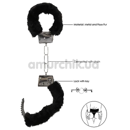 Наручники Ouch! Beginner's Furry Handcuffs, черные
