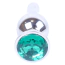 Анальная пробка с зеленым кристаллом Exclusivity Jewellery Silver Plug Long, серебряная - Фото №2