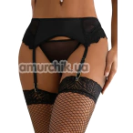 Комплект Star Night Lace Garter Belt Mesh, чорний: пояс для панчіх + трусики-стрінги - Фото №1