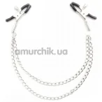 Затискачі для сосків Loveshop Double Chain, срібні - Фото №1