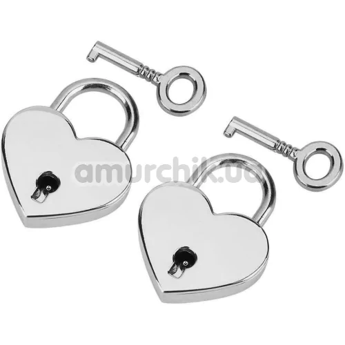 Набор из 2 замков с ключами Liebe Seele Heart-Shaped Lock, серебряный