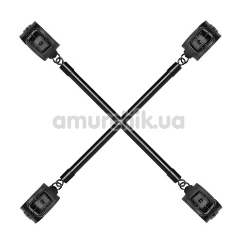 Фиксаторы для рук и ног Bedroom Fantasies Hog Tie Cross Bar With Cuffs, черные - Фото №1