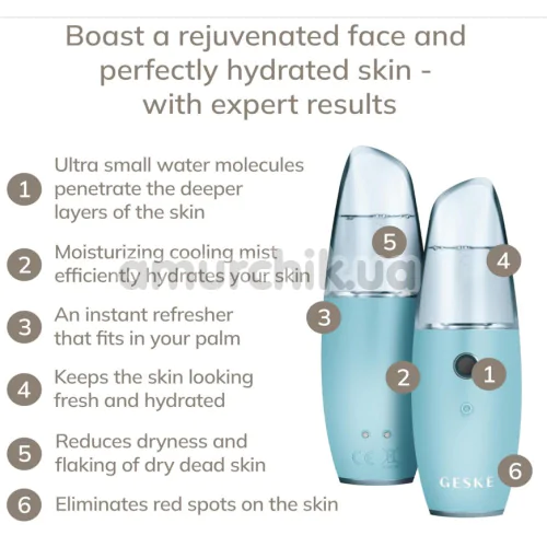Зволожувач для шкіри обличчя Geske Facial Hydration Refresher 4 in 1, бірюзовий