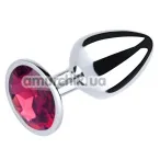 Анальная пробка с красным кристаллом SWAROVSKI Silver Amethyst Big, серебряная - Фото №1