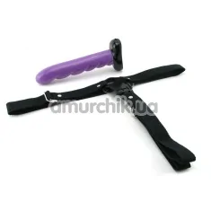 Страпон з вібрацією Twist n 'Shout Vibrating Strap-On, фіолетовий - Фото №1