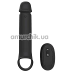 Насадка на пенис с вибрацией Ramrod Vibrating Extender With Remote Smooth, черная - Фото №1