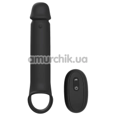 Насадка на пеніс з вібрацією Ramrod Vibrating Extender With Remote Smooth, чорна - Фото №1