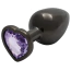 Анальная пробка с фиолетовым кристаллом Ouch! Heart Metal Butt Plug Large, черная - Фото №1