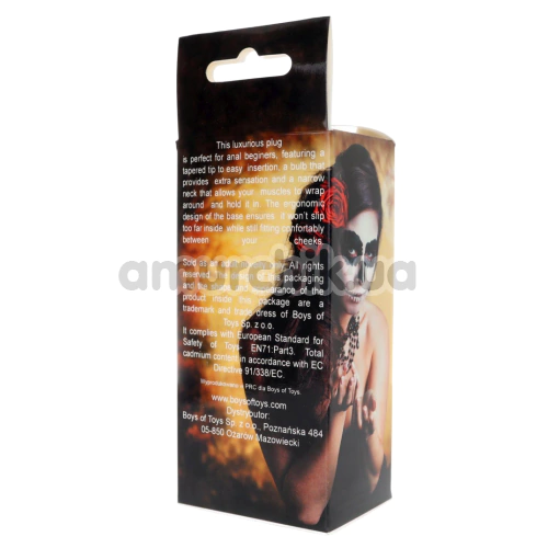 Анальна пробка з прозорим кристалом Exclusivity Jewellery Silicone Straight Plug L, чорна