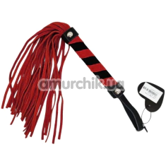 Флоггер DS Fetish Leather Flogger M, красно-черный - Фото №1