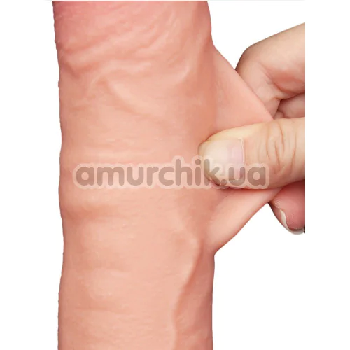 Фаллоимитатор Sliding-Skin Dual Layer Dong 9.5 с мошонкой, телесный