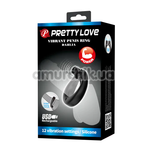 Віброкільце для члена Pretty Love Dahlia, чорне