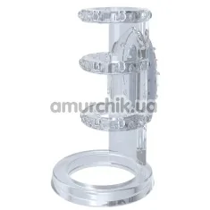 Насадка на пенис с вибрацией Get Lock Vibrating Cock Cage, прозрачная - Фото №1