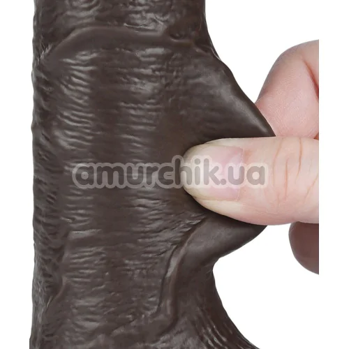 Фаллоимитатор Sliding-Skin Dual Layer Dong 7.5 с мошонкой, коричневый