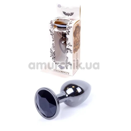 Анальна пробка із чорним кристалом Exclusivity Jewellery Dark Silver Plug, срібна