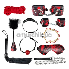 Бондажний набір DS Fetish Lanwan Restraints Kit, чорно-червоний - Фото №1