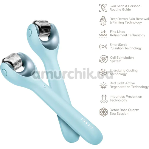 Массажер-роллер для лица с микроиглами Geske MicroNeedle Face Roller 9 in 1, бирюзовый