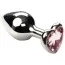 Анальная пробка со светло-розовым кристаллом SWAROVSKI Silver Heart Pink Topaz Small, серебряная