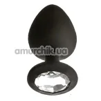 Анальна пробка з прозорим кристалом Mai Attraction Pleasure Toys S №47, чорна - Фото №1