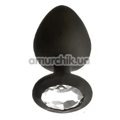 Анальная пробка с прозрачным кристаллом Mai Attraction Pleasure Toys S №47, черная - Фото №1
