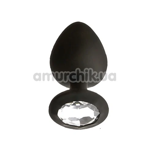 Анальная пробка с прозрачным кристаллом Mai Attraction Pleasure Toys S №47, черная - Фото №1