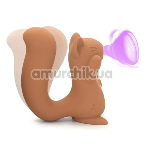 Симулятор орального секса для женщин с вибрацией Sweet Em Velvet Lure Sneaky Squirrel, коричневый