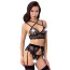 Комплект Abierta Fina Suspender Set чорний: бюстгальтер + пояс для панчіх + трусики-стрінги - Фото №2