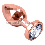 Анальна пробка з прозорим кристалом Seamless Butt Plug Starting Medium, рожево-золота - Фото №1