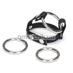 Эрекционное кольцо Liebe Seele Vegan Fetish Faux Leather Cock Ring With 3 Replaceable Rings, черное - Фото №1