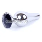 Анальна пробка з чорним кристалом Boss Series Exclusivity Jewellery Silver Plug, срібна - Фото №1
