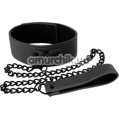 Ошейник с поводком Renegade Bondage Collar, чёрный - Фото №1