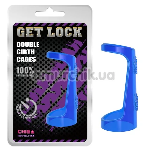Ерекційне кільце Get Lock Double Girth Cages, синє