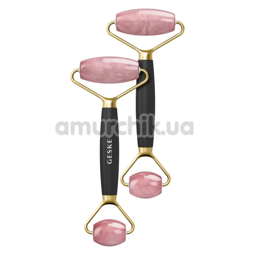 Роликовый массажер Geske Rose Quartz Face & Body Roller 5 in 1, черно-золотой