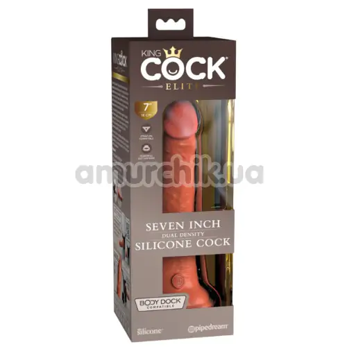 Фаллоимитатор King Cock Elite 7 Dual Density Silicone Cock, светло-коричневый