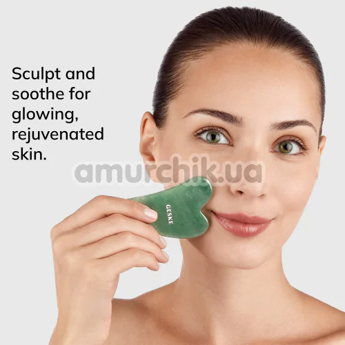 Масcажер-скребок гуа ша Geske Jade Gua Sha 5 in 1, зеленый