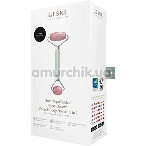 Роликовый массажер Geske Rose Quartz Face & Body Roller 5 in 1, зеленый