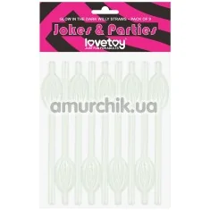 Трубочки для напитков LoveToy Jokes&Parties Glow In The Dark Willy Pussy Straws - светящиеся в темноте, 9 шт - Фото №1