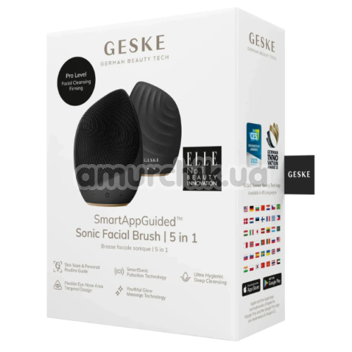 Ультразвуковая щетка для лица Geske Sonic Facial Brush 5 in 1, серая