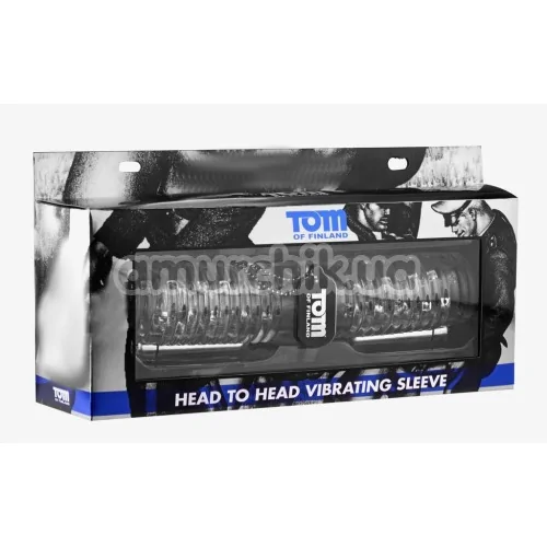 Подвійний мастурбатор з вібрацією Tom of Finland Head to Head Vibrating Sleeve, прозорий