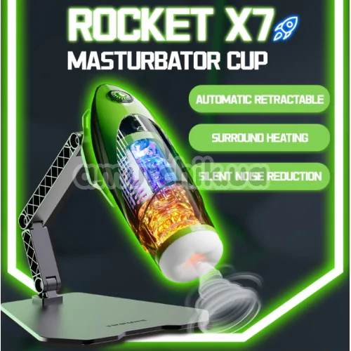 Мастурбатор с вибрацией и подогревом Kisstoy Bananasome Rocket X7, зеленый