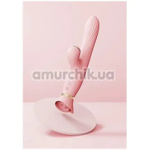 Вибратор с вакуумным стимулятором и подогревом Zalo Rose Rabbit Vibrator, розовый