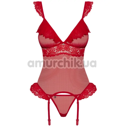 Комплект Obsessive 863-COR-3 красный: корсет + трусики-стринги